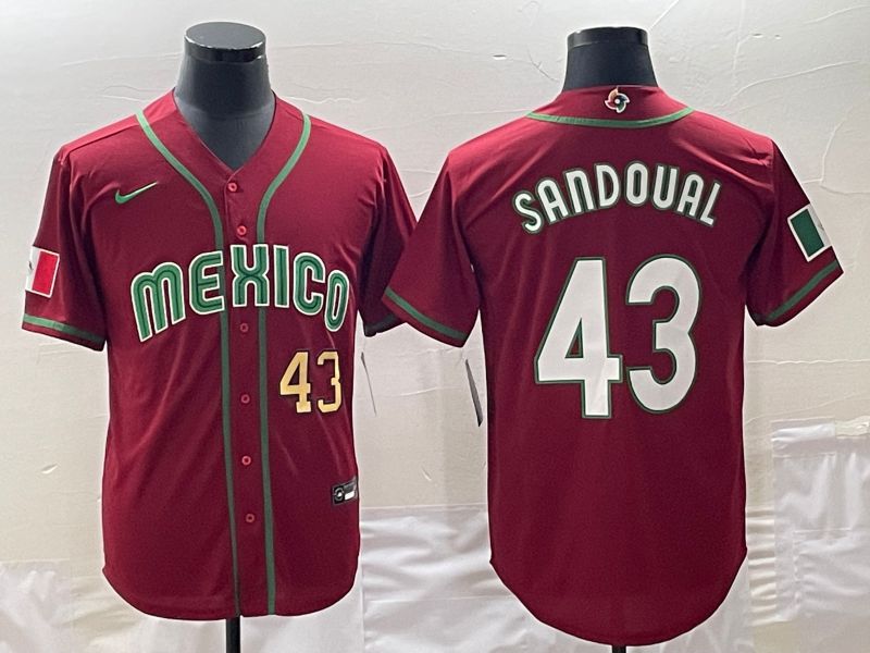 Men 2023 World Cub Mexico #43 Sandoual Red Nike MLB Jersey5